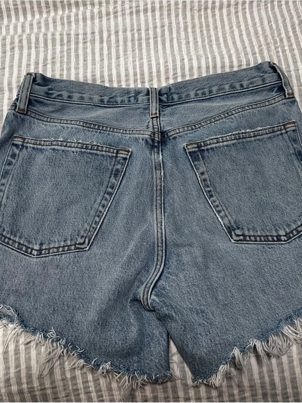 AGOLDE Distressed High-Rise Denim Cutoff Shorts - Medium Blue